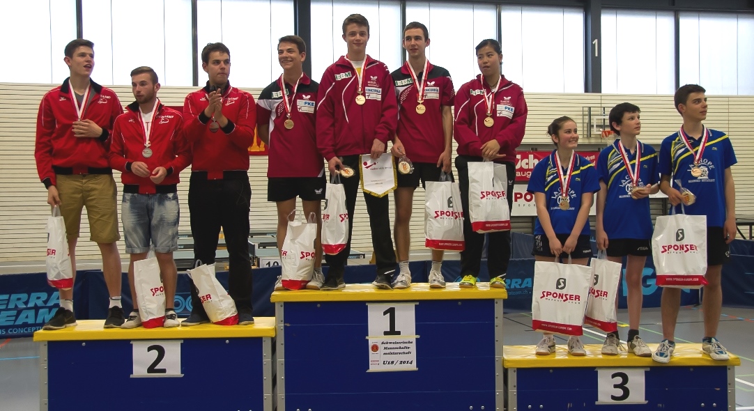 Das Podest im U18. 1. Rio-Star Muttenz: Manuel Zulliger, Elia Schmid, Lionel Weber, Vivian Tang (von links).