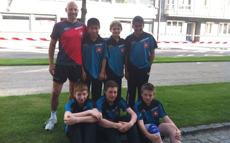 Pedro Pelz (Coach), Pedro Osiro Shinohara, Mauro Schärrer, Lakith Jayanetti, Léon Mamié, Cédric Tschanz, Yannick Renold (von links oben nach rechts unten)
