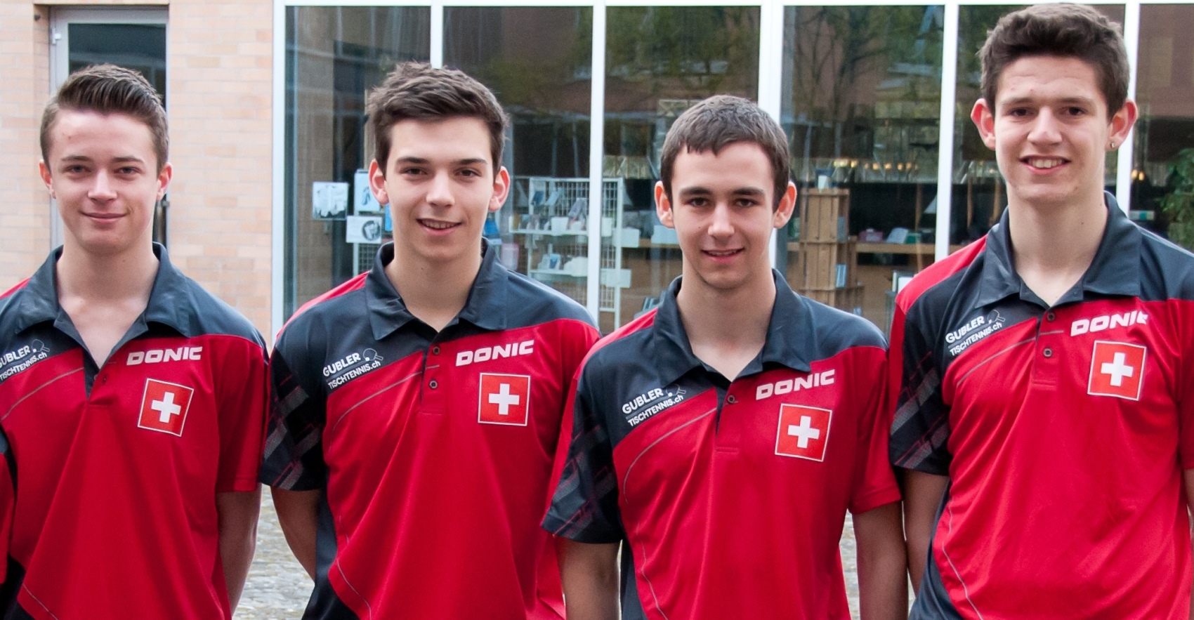 Das Aufgebot Knaben U18: Elia Schmid, Filip Karin, Lionel Weber, Gaël Vendé (von links)