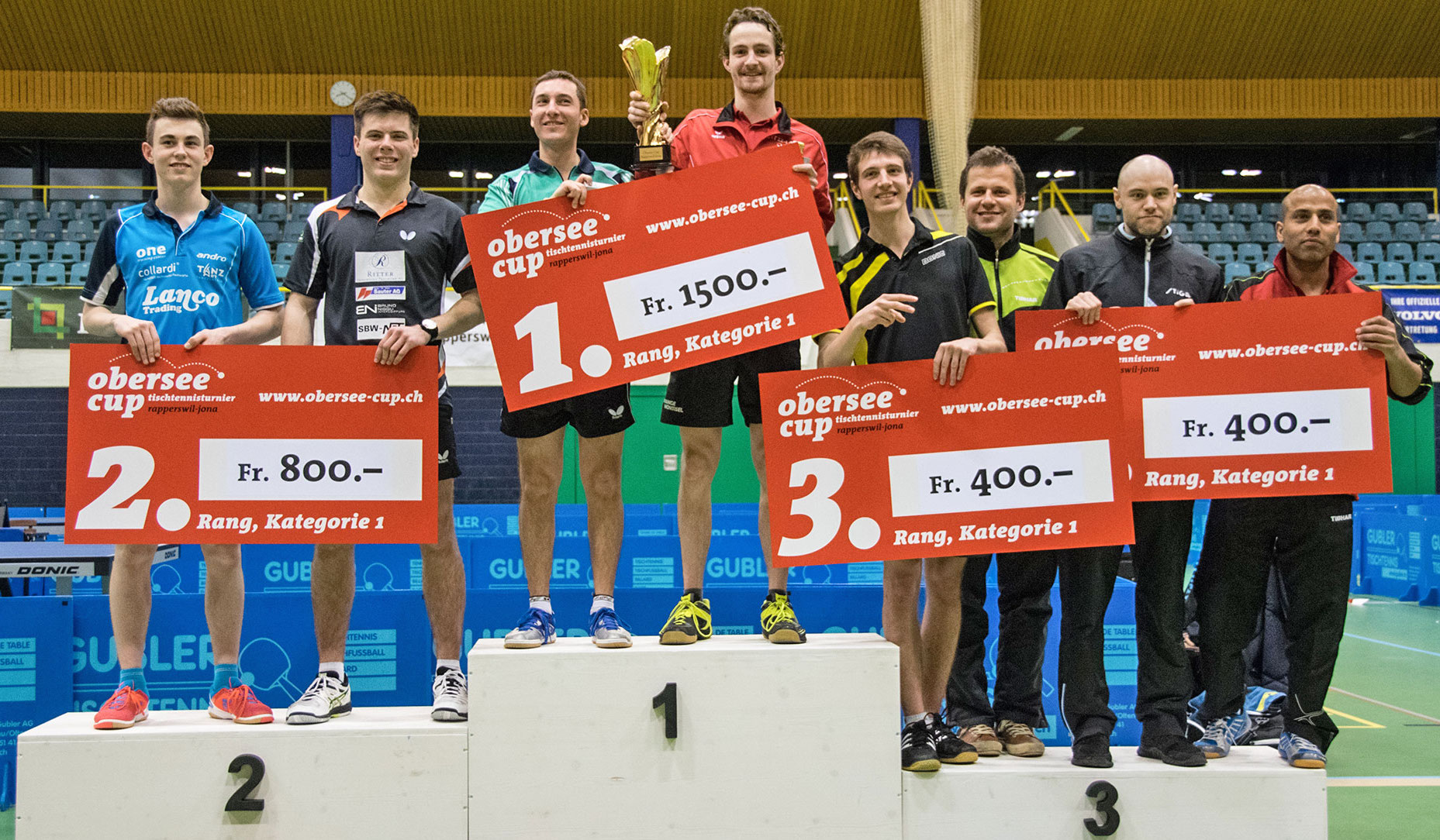 Le podium de la s&eacute;rie "38" de l'Obersee Cup 2016