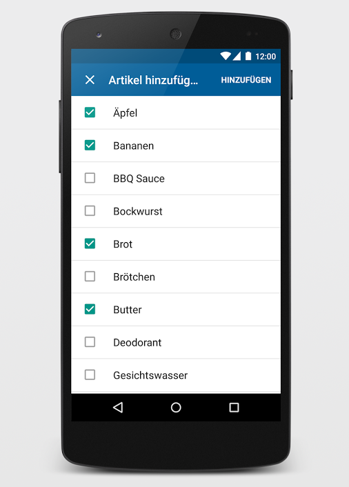 Die Einkaufslisten-App